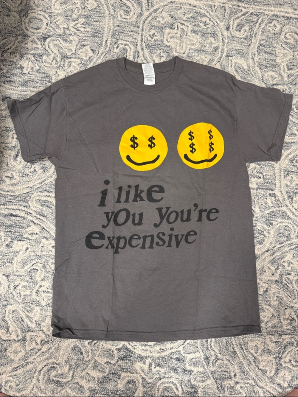 Soled Out - Gildan Charcoal Tee with Yellow Dollar Smiley Faces